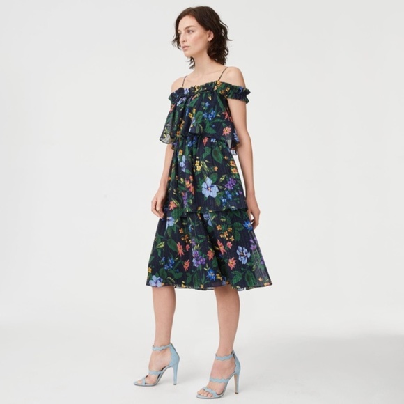 Club Monaco Floral Off-Shoulder Midi Dress - Picture 8 of 16